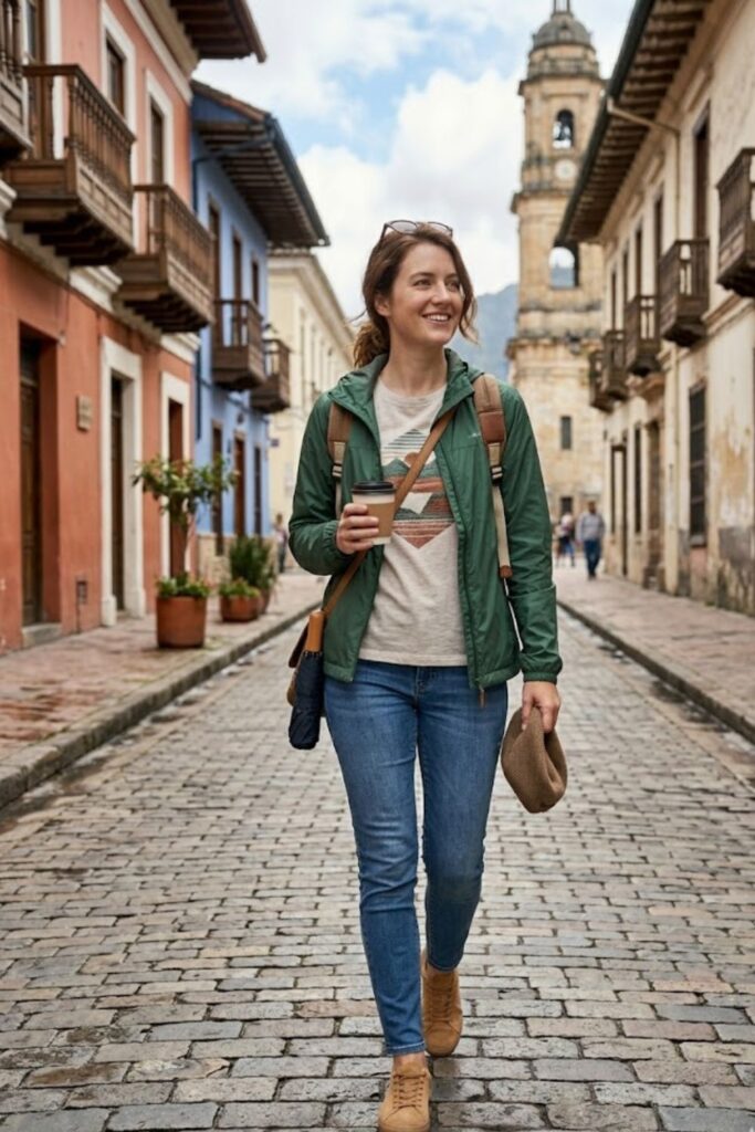 9. Lightweight Jacket with Casual T-Shirt