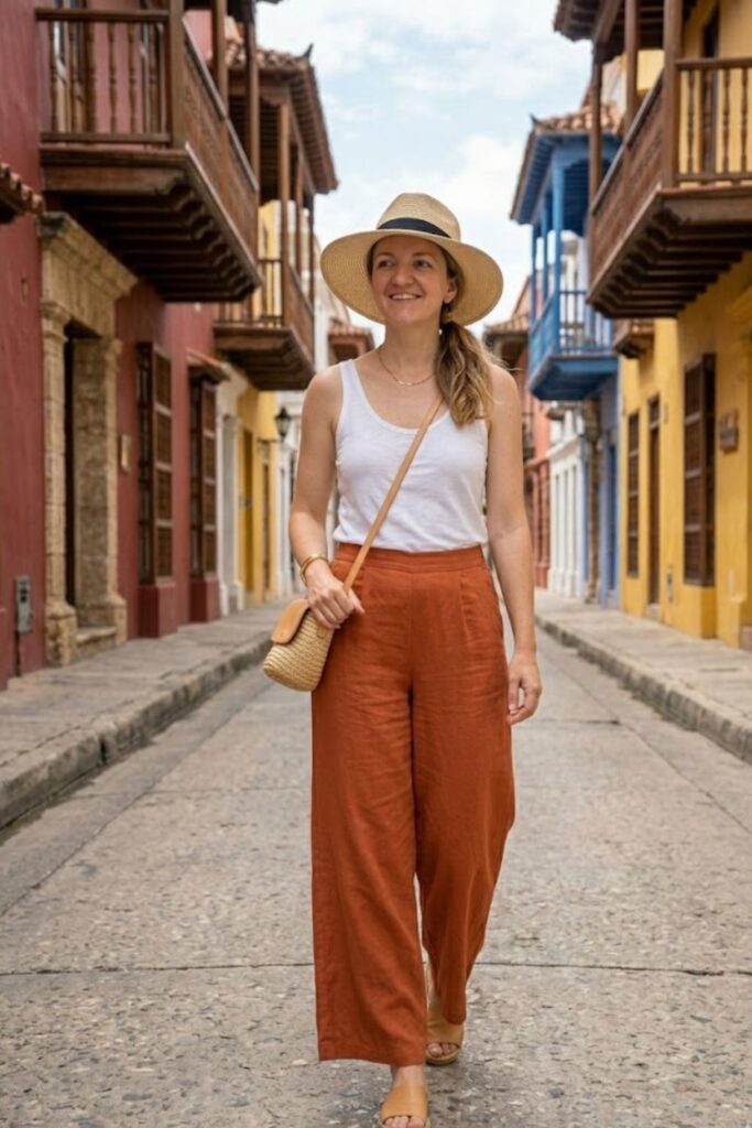 9. Tank Top and Flowing Palazzo Pants