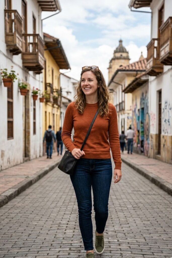 1. Dark Jeans with a Lightweight Sweater